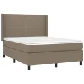 cadre de lit avec matelas Taupe 140x200 cm Tissu