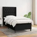 cadre de lit et matelas Noir 80x200 cm Tissu