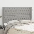 Tête de lit avec oreilles Gris clair 163x23x118/128 cm Tissu