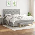 cadre de lit avec matelas Gris clair 160x200cm Tissu