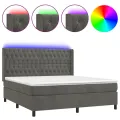 cadre de lit matelas et LED Gris foncé 160x200 cm