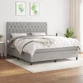 cadre de lit avec matelas Gris clair 160x200cm Tissu