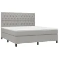 cadre de lit avec matelas Gris clair 160x200cm Tissu