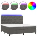 cadre de lit matelas et LED Gris foncé 200x200 cm
