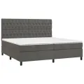 cadre de lit matelas et LED Gris foncé 200x200 cm