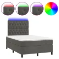 cadre de lit matelas et LED Gris foncé 120x200 cm