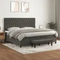 cadre de lit et matelas Gris foncé 200x200cm Velours