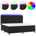 cadre de lit matelas et LED Noir 200x200 cm Velours