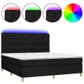 cadre de lit et matelas et LED Noir 180x200 cm Tissu