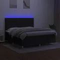 cadre de lit et matelas et LED Noir 180x200 cm Tissu
