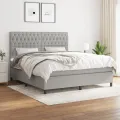 cadre de lit avec matelas Gris clair 180x200cm Tissu