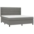 cadre de lit avec matelas Gris foncé 180x200cm Tissu