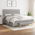 cadre de lit avec matelas Gris clair 180x200cm Tissu