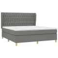 cadre de lit avec matelas Gris foncé 180x200cm Tissu
