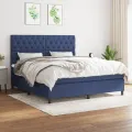 cadre de lit avec matelas Bleu 160x200 cm Tissu