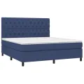 cadre de lit avec matelas Bleu 160x200 cm Tissu