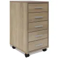 Caisson à tiroir de bureau avec roulettes 5 tiroirs Chêne