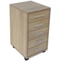 Caisson à tiroir de bureau avec roulettes 5 tiroirs Chêne