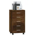 Armoire à tiroirs avec roulettes Chêne fumé Bois d'ingénierie
