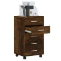 Armoire à tiroirs avec roulettes Chêne fumé Bois d'ingénierie