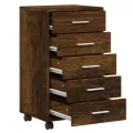 Armoire à tiroirs avec roulettes Chêne fumé Bois d'ingénierie