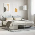 Cadre de lit métal avec tête de lit blanc 180x200 cm