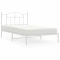 Cadre de lit métal avec tête de lit blanc 107x203 cm