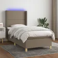 cadre de lit matelas LED Marron foncé 90x200cm Tissu