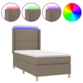 cadre de lit matelas LED Marron foncé 90x200cm Tissu