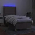 cadre de lit matelas LED Marron foncé 90x200cm Tissu