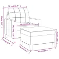 Fauteuil avec repose-pied Gris clair 60 cm Tissu