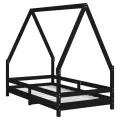 Cadre de lit pour enfant noir 80x160 cm bois de pin massif