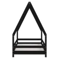 Cadre de lit pour enfant noir 80x160 cm bois de pin massif