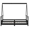 Cadre de lit pour enfant noir 80x160 cm bois de pin massif