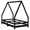 Cadre de lit pour enfant noir 80x160 cm bois de pin massif