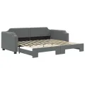 Lit de jour avec lit gigogne gris foncé 90x200 cm tissu