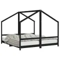 Cadre de lit pour enfants noir 2x(90x200) cm bois de pin massif