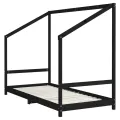 Cadre de lit pour enfants noir 2x(90x200) cm bois de pin massif