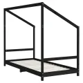 Cadre de lit pour enfants noir 2x(90x200) cm bois de pin massif