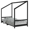Cadre de lit pour enfants noir 90x200 cm bois de pin massif