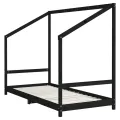 Cadre de lit pour enfants noir 90x200 cm bois de pin massif