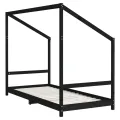 Cadre de lit pour enfants noir 90x200 cm bois de pin massif