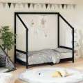 Cadre de lit pour enfant noir 80x160 cm bois de pin massif