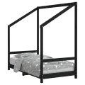 Cadre de lit pour enfant noir 80x160 cm bois de pin massif