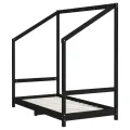 Cadre de lit pour enfant noir 80x160 cm bois de pin massif