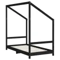 Cadre de lit pour enfant noir 80x160 cm bois de pin massif
