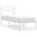 Cadre de lit métal avec tête de lit blanc 75x190 cm