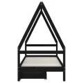 Cadre de lit d'enfants tiroirs noir 90x190cm bois de pin massif