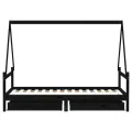 Cadre de lit d'enfants tiroirs noir 90x190cm bois de pin massif