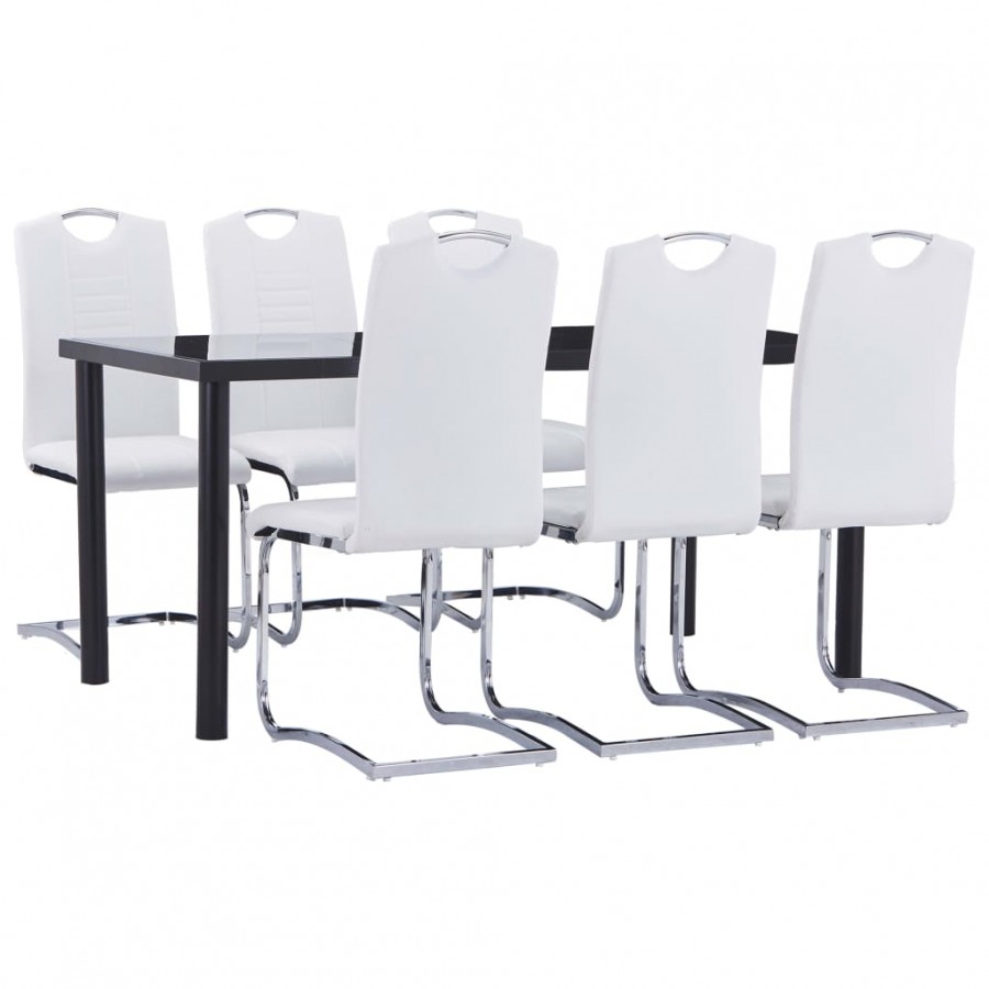 Ensemble de salle à manger 7 pcs Similicuir Blanc